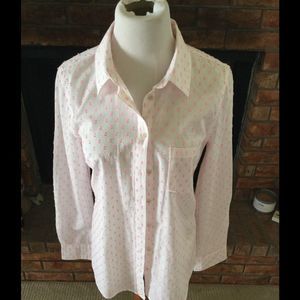 ❤❤ NWOT Women’s Merona  Pink & White Buttondown